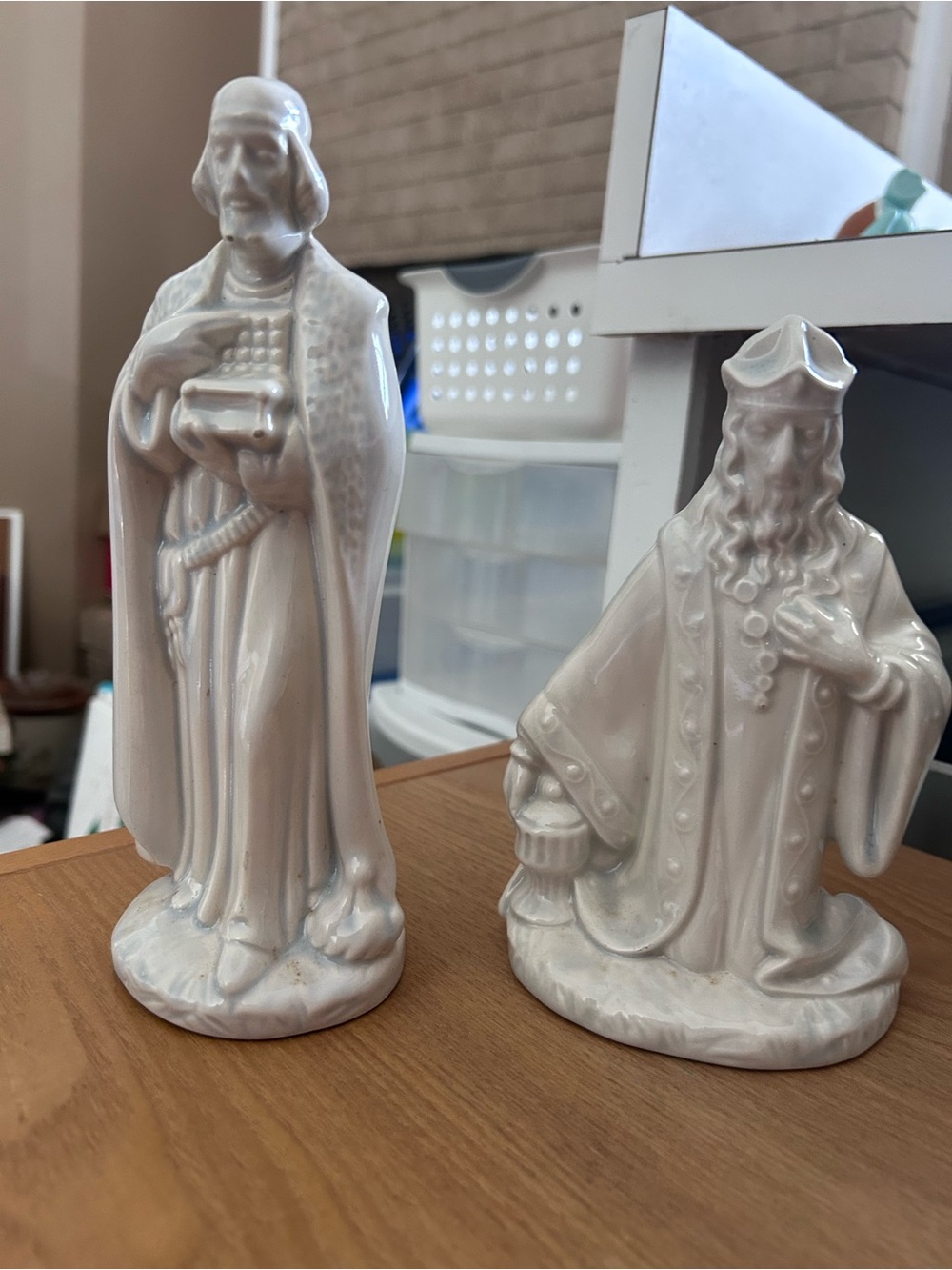Vintage Holland Mold White Porcelain Nativity Figurines - Set of 2